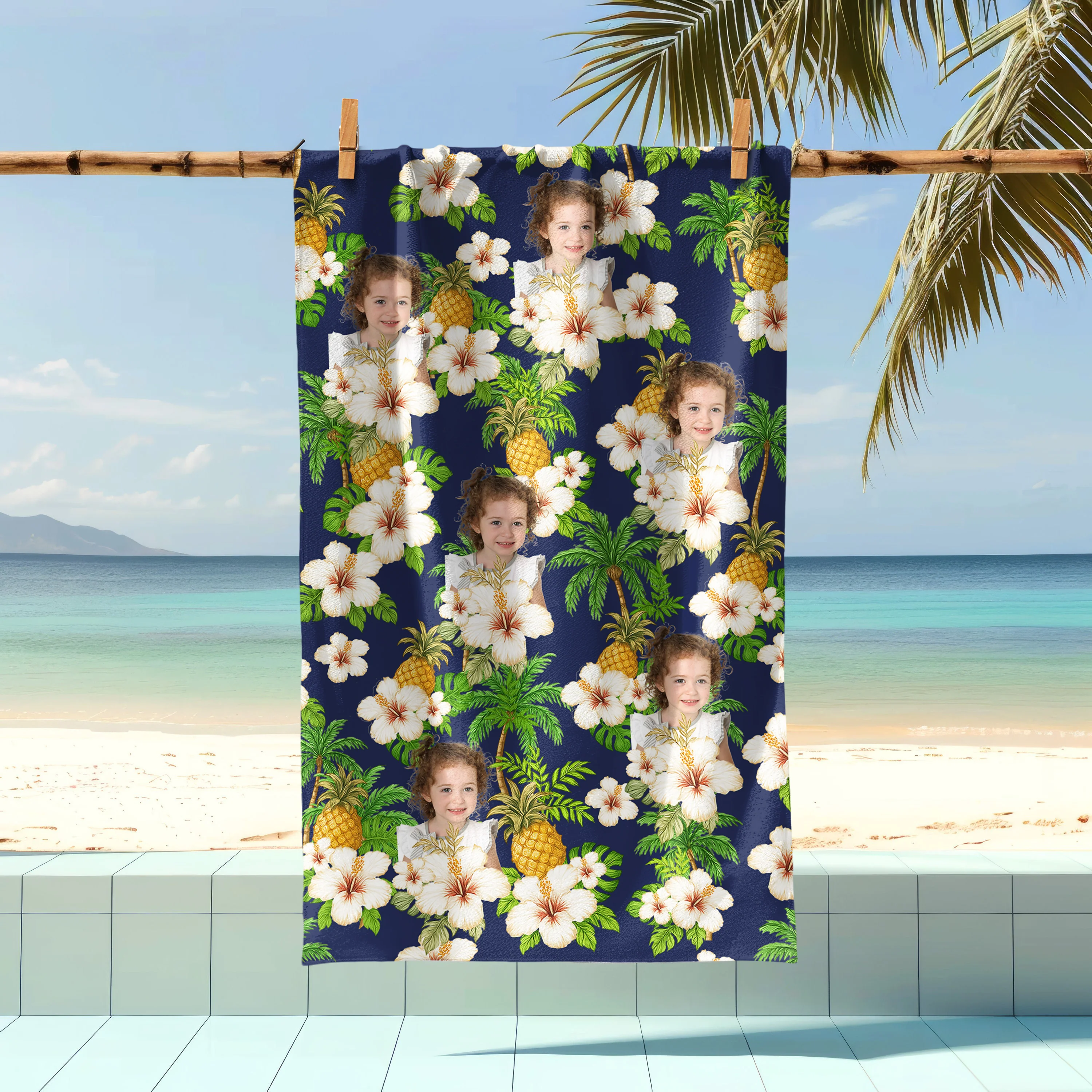 Custom Human Photo Tropical Vibe Family Beach Towel HA75 892646 - Image 8