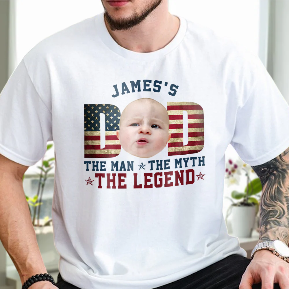 Custom Kid Photo - Dad, The Man The Myth The Legend Dad Bright Shirt HA75 892468 - Image 8