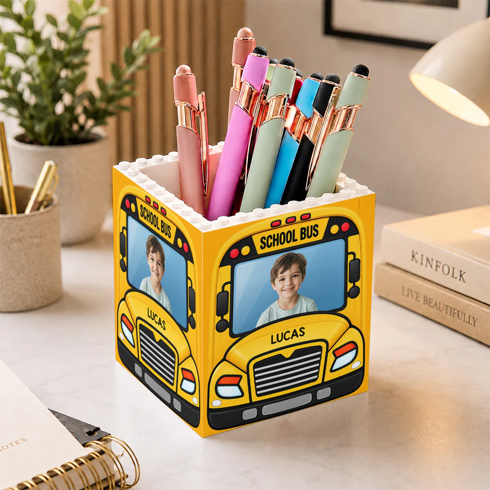 Custom Kid Photo Personalized Brick Pencil Pot Back to School Gifts HA75 921736 - Image 3