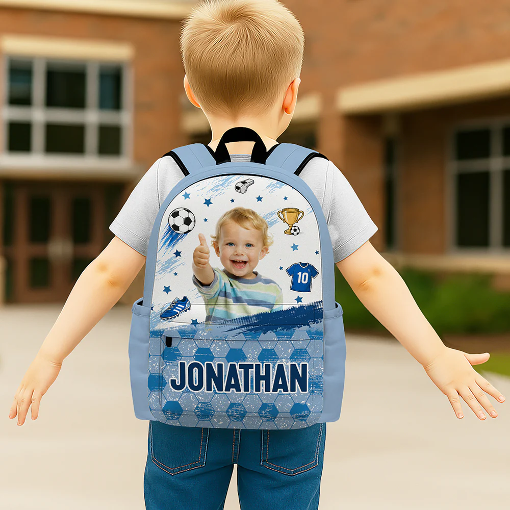 Custom Kid Photo Personalized Soccer Backpack HA75 921698 - Image 2