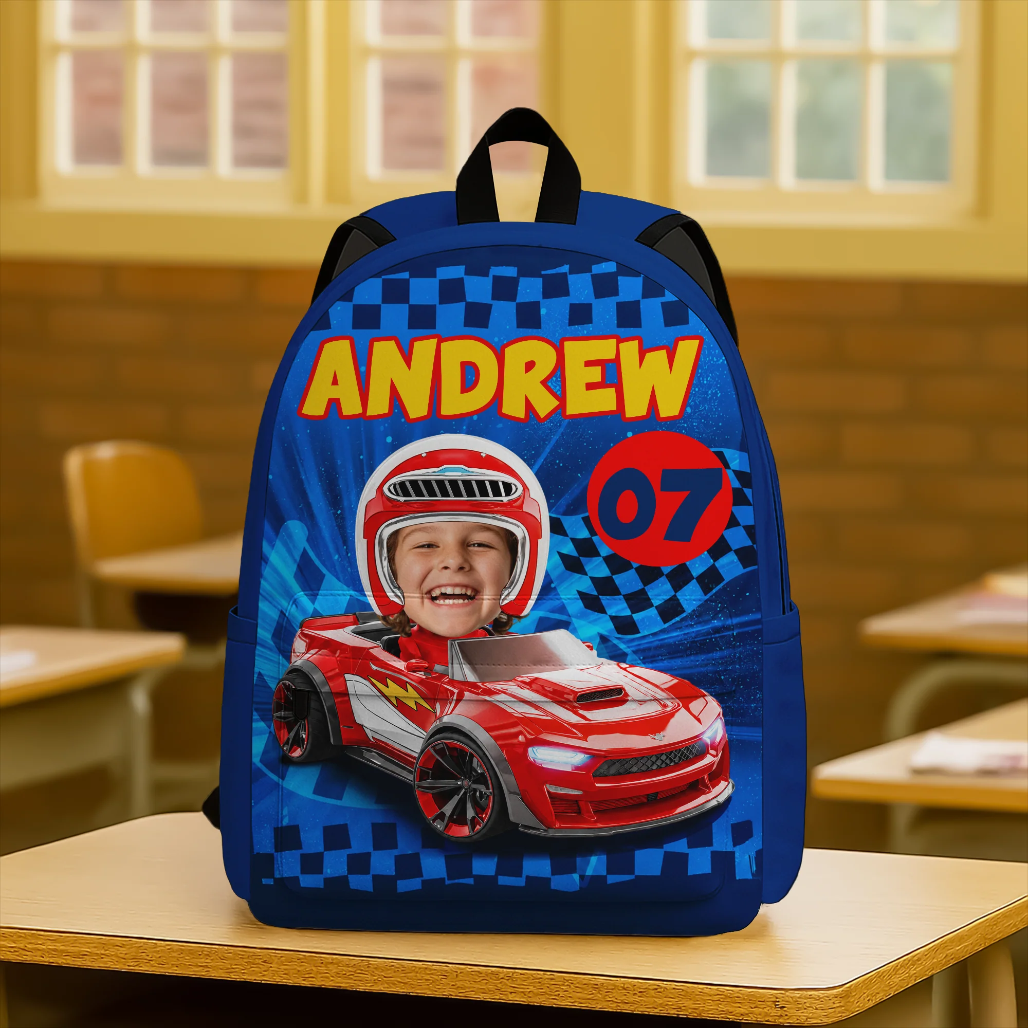 Custom Kid Photo Racing My Own Way Personalized Backpack HA75 921638