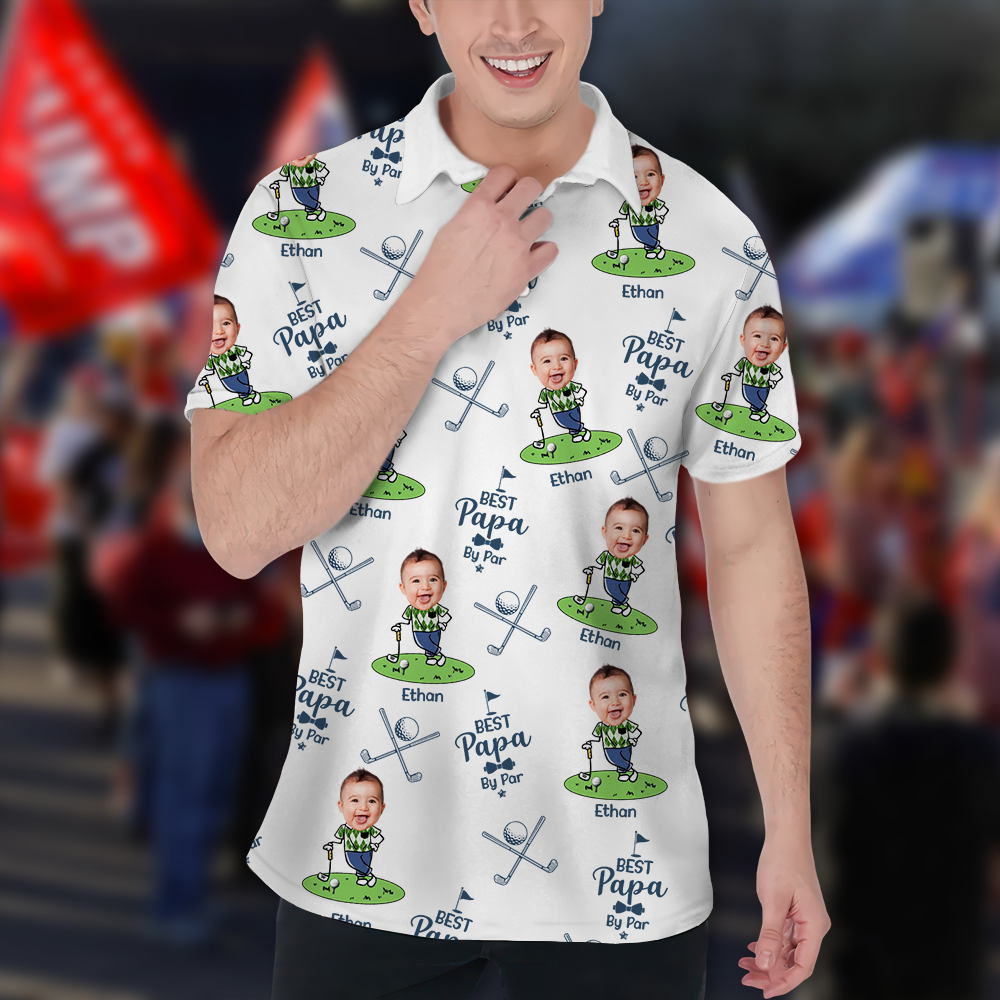 Custom Kid's Photo Best Dad By Par Polo Shirt HA75 892444 - Image 6