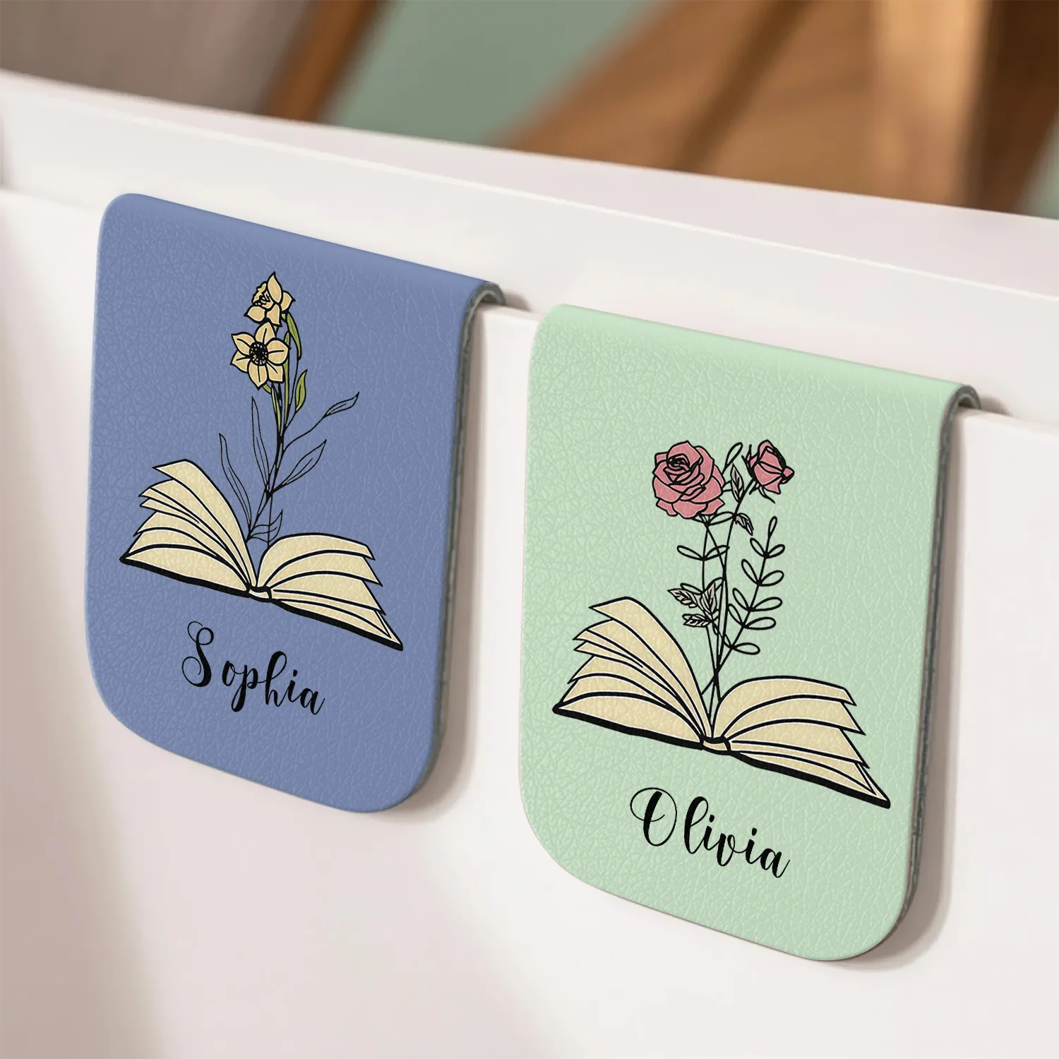 Custom Leather Birth Flower  Leather Magnetic Bookmark For Book Lovers CH07 899518 - Image 3