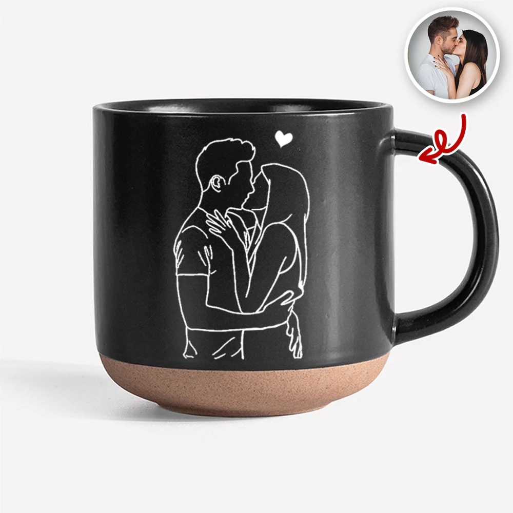 Custom Line Drawing Couple Gift Pottery Mug Valentine Gift, Anniversary Gift HA75 898920 - Image 6
