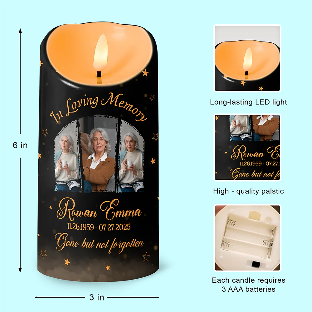 Custom Memorial Photo In Loving Memory Gone but Never Forgotten Led Candle CH07 896248 - Image 6