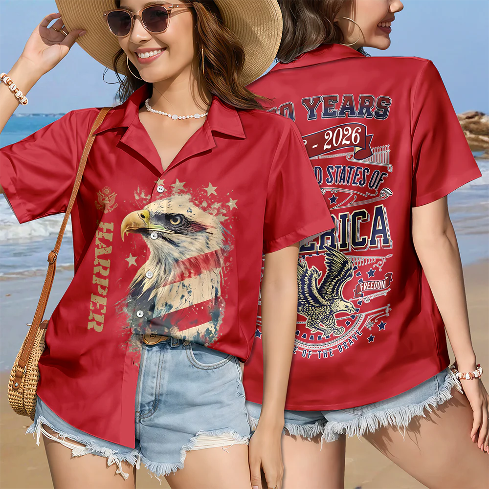 Custom Name 250 Years 1776-2026 American Eagle Freedom Hawaii Shirt TH10 169567 - Image 2