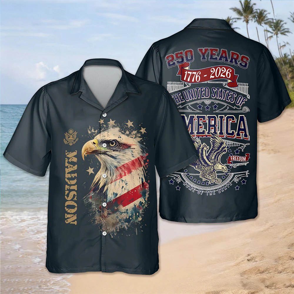 Custom Name 250 Years 1776-2026 American Eagle Freedom Hawaii Shirt TH10 169567 - Image 3