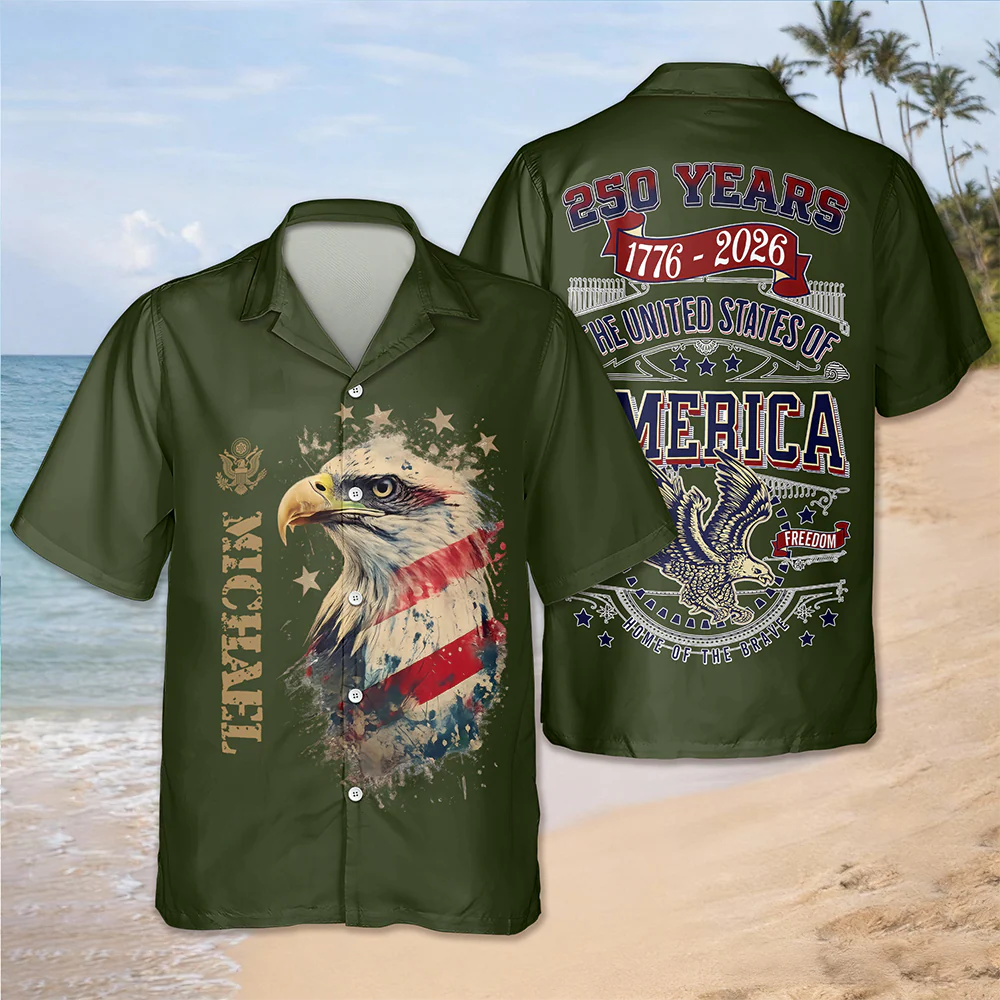 Custom Name 250 Years 1776-2026 American Eagle Freedom Hawaii Shirt TH10 169567 - Image 4