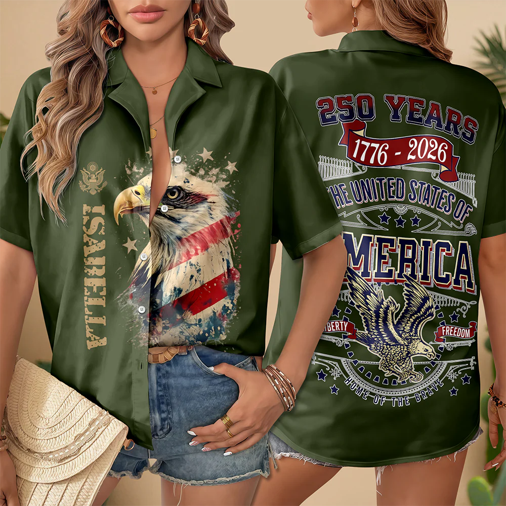 Custom Name 250 Years 1776-2026 American Eagle Freedom Hawaii Shirt TH10 169567 - Image 5