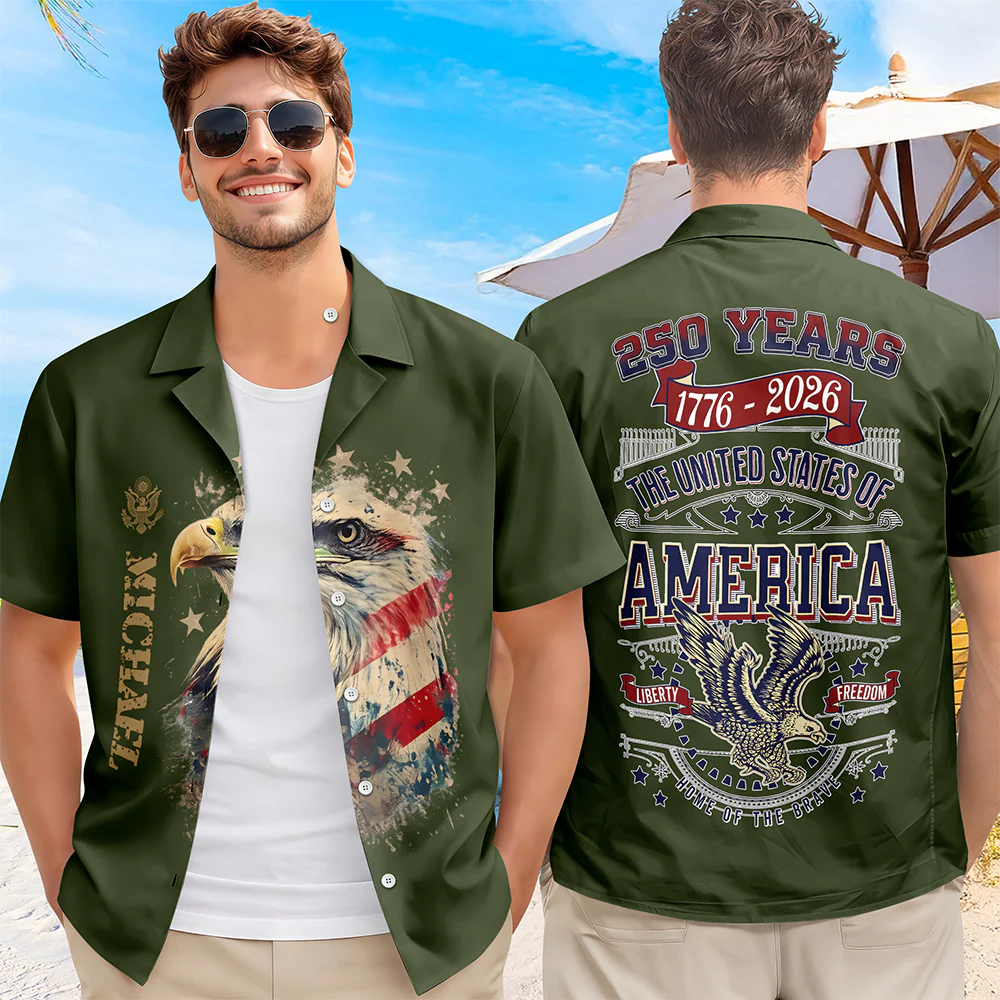 Custom Name 250 Years 1776-2026 American Eagle Freedom Hawaii Shirt TH10 169567 - Image 6