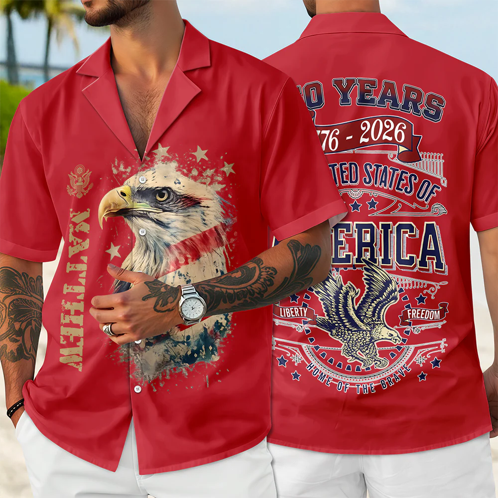 Custom Name 250 Years 1776-2026 American Eagle Freedom Hawaii Shirt TH10 169567 - Image 7