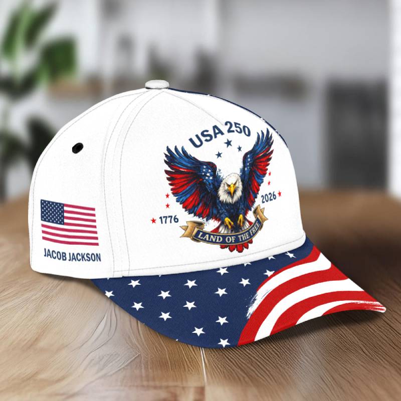 Custom Name 250th Anniversary 1776-2026 Land Of Free Classic Cap HO82 902122 - Image 3