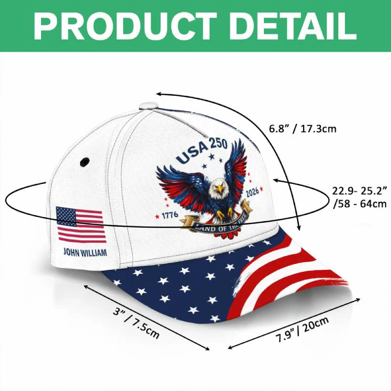 Custom Name 250th Anniversary 1776-2026 Land Of Free Classic Cap HO82 902122 - Image 5