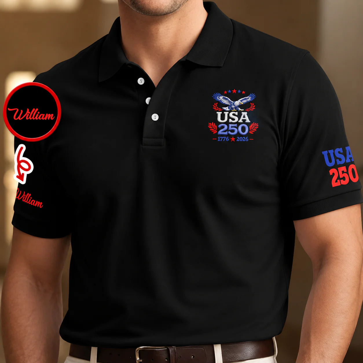 Custom Name USA 250 1776-2026 Polo Shirt TH10 169563