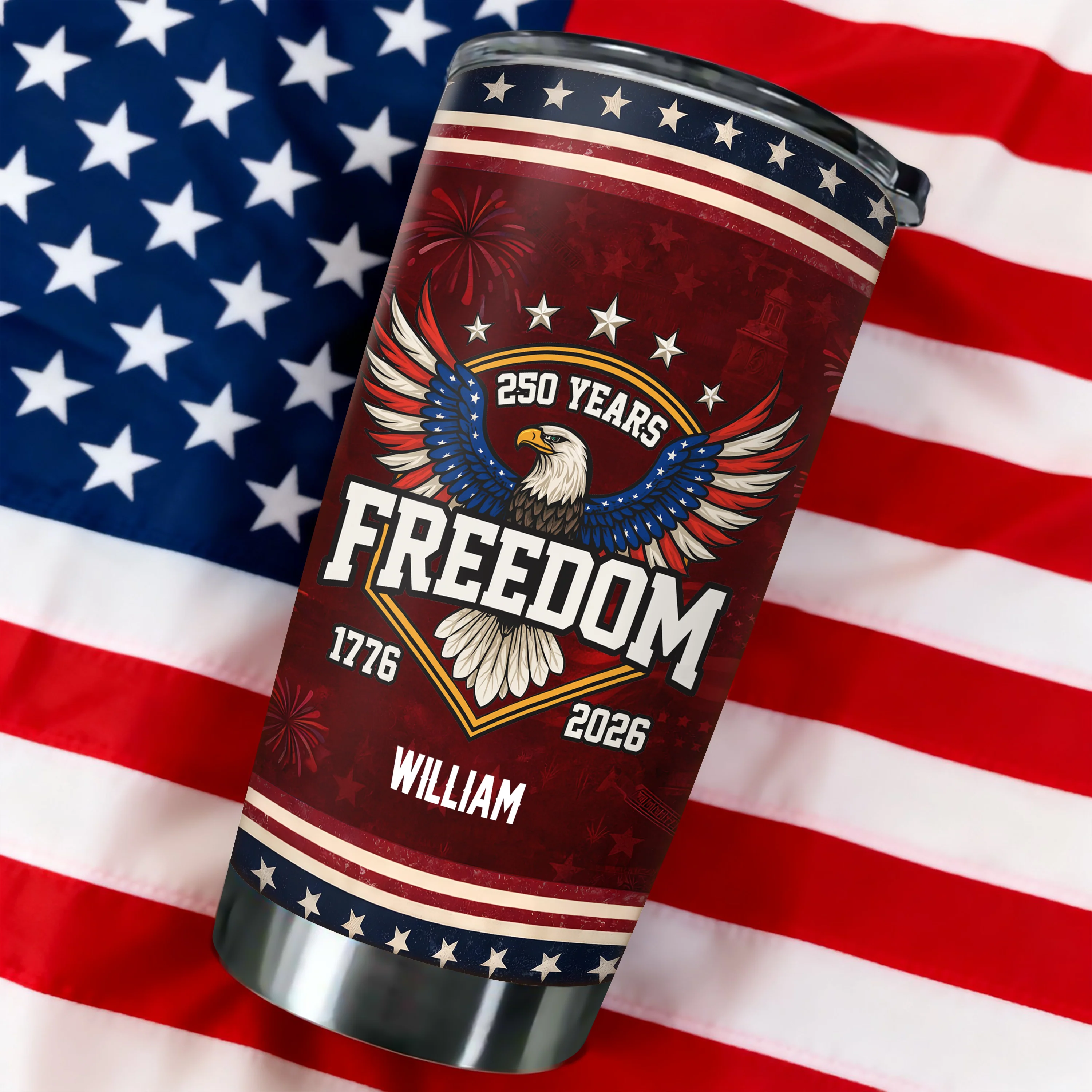 Custom Name 250 Years of Freedom America 1776–2026 Anniversary Fat Tumbler CH07 910552 - Image 5