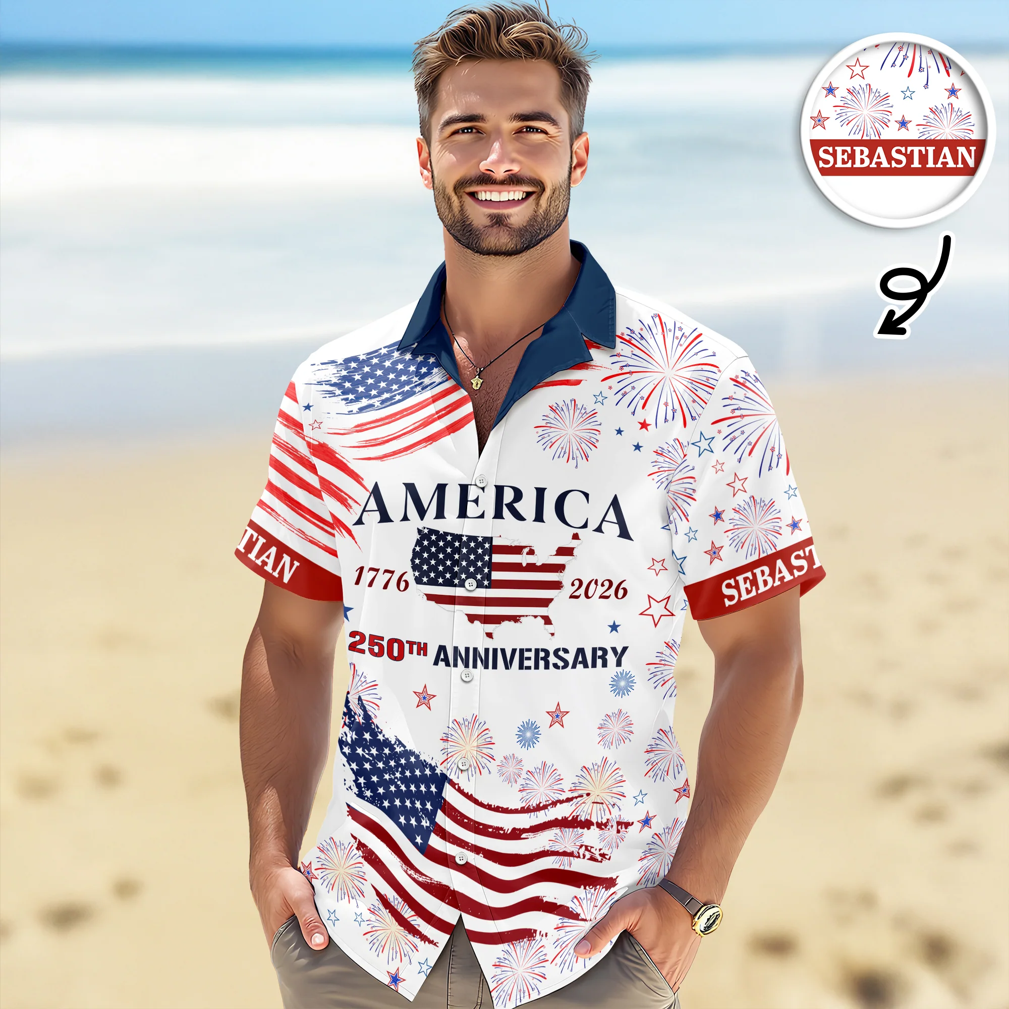 Custom Name America 250th Anniversary Hawaii Shirt HO82 901538 - Image 6