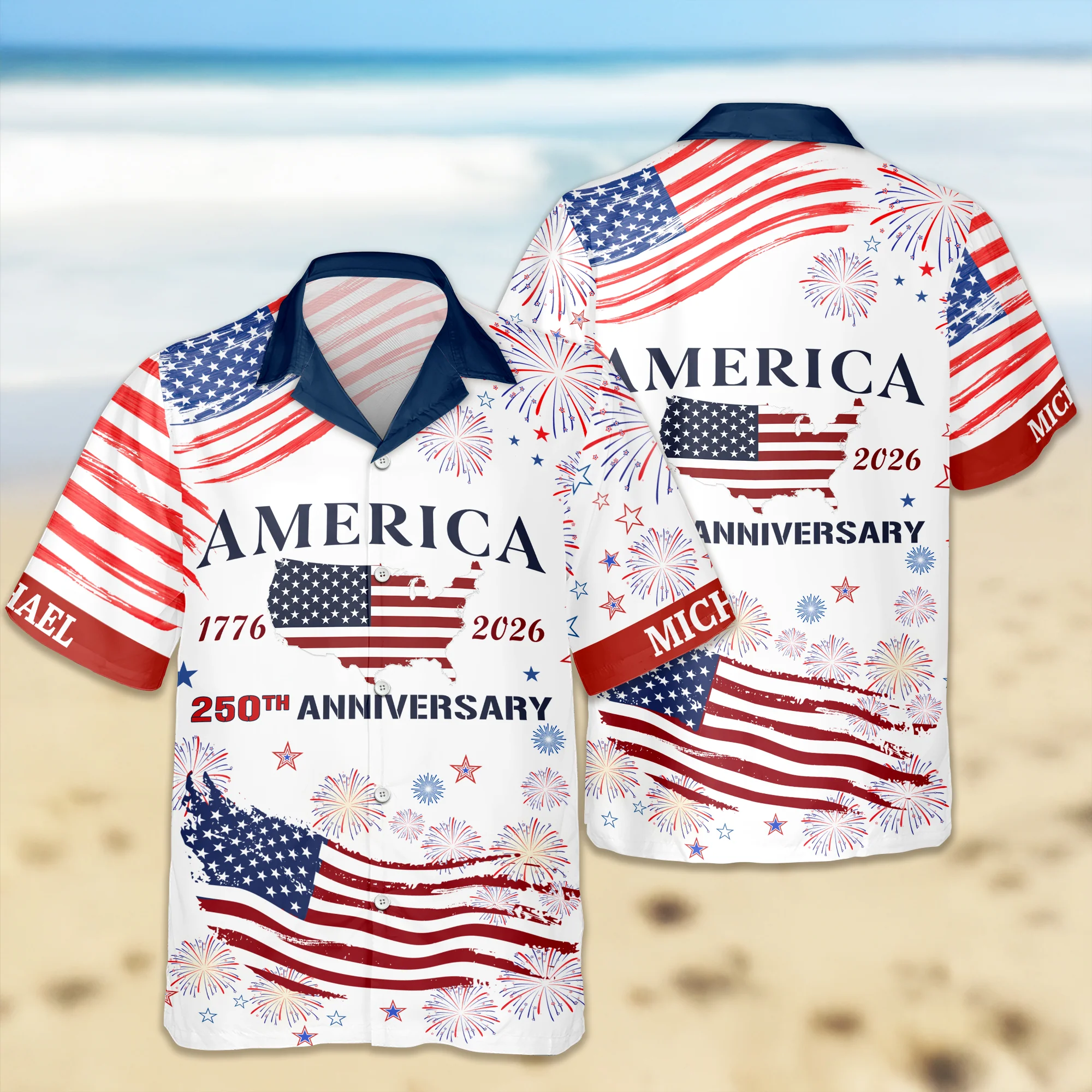 Custom Name America 250th Anniversary Hawaii Shirt HO82 901538 - Image 8