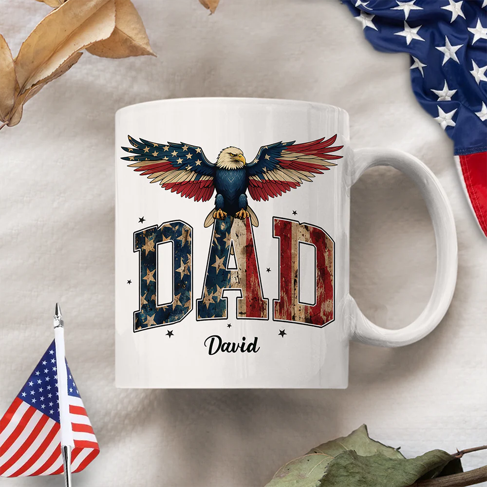 Custom Name America Papa Eagle USA Flag Patriotic Mug HA75 898950 - Image 2