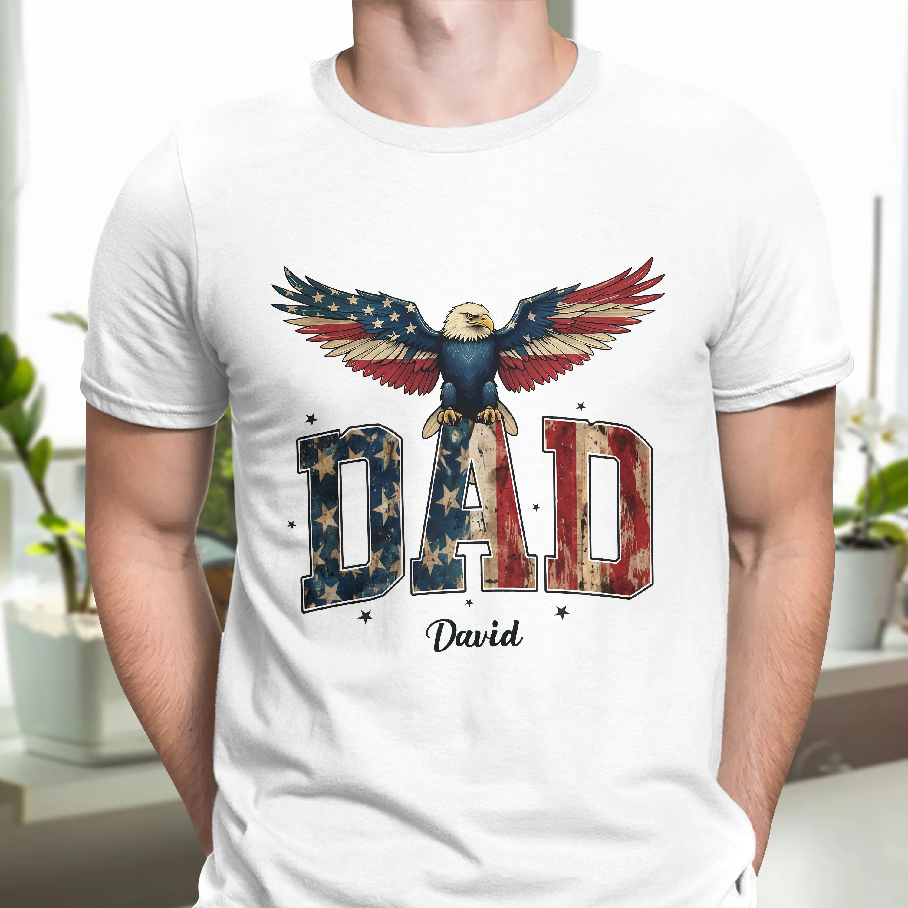 Custom Name America Papa Eagle USA Flag Patriotic Shirt HA75 898948 - Image 3
