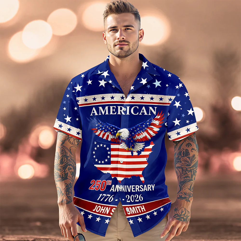 Custom Name American 250Th Anniversary Eagle Flag Hawaii Shirt TH10 898715 - Image 4