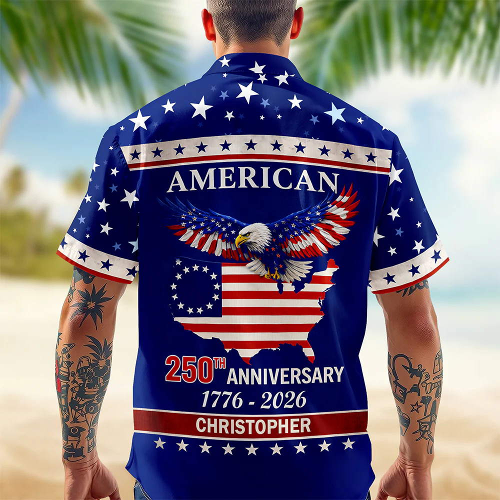 Custom Name American 250Th Anniversary Eagle Flag Hawaii Shirt TH10 898715 - Image 7