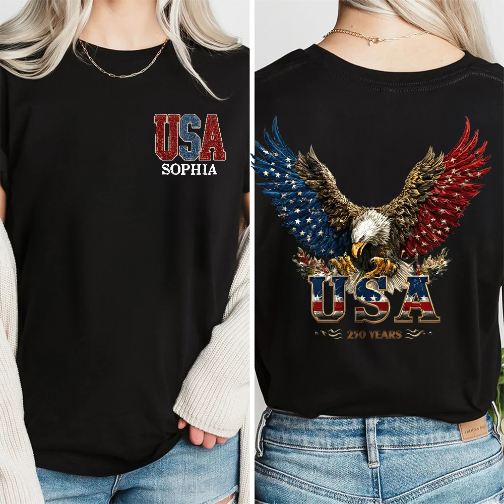 Custom Name American Eagle 250 Years Patriotic Front & Back Dark Shirt HO82 901838 - Image 4