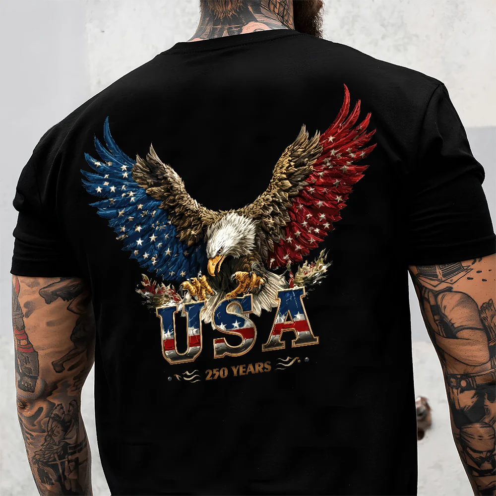 Custom Name American Eagle 250 Years Patriotic Front & Back Dark Shirt HO82 901838 - Image 6