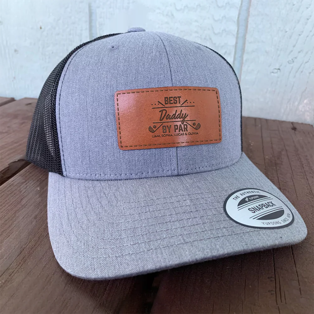 Custom Name Best Dad By Par Leather Patch Cap TH10 898151 - Image 5