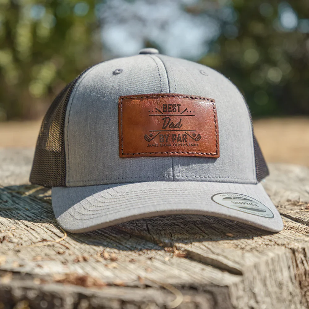 Custom Name Best Dad By Par Leather Patch Cap TH10 898151 - Image 6