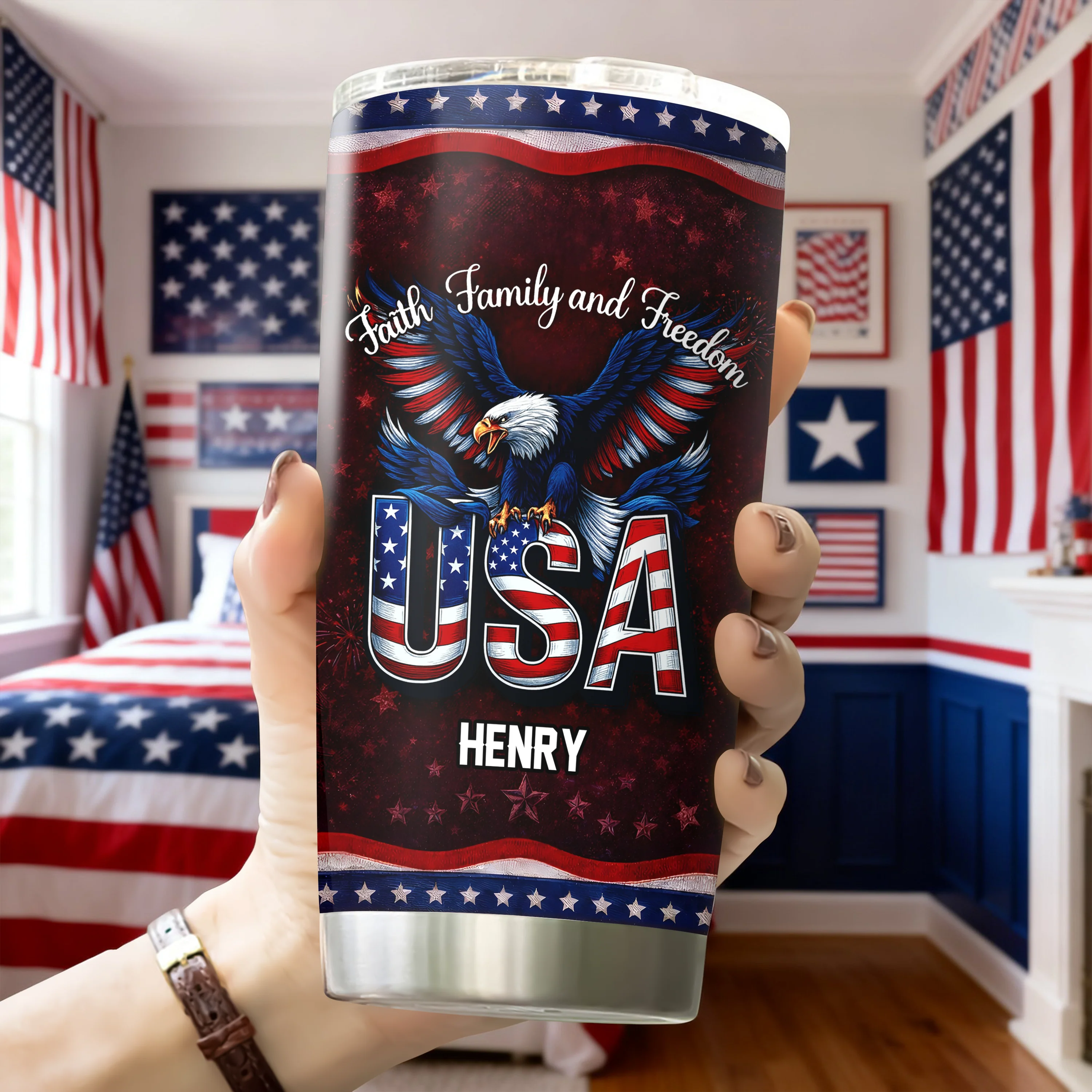 Custom Name Faith, Family & Freedom 250 Years Anniversary Fat Tumbler 1776–2026 CH07 910590 - Image 11