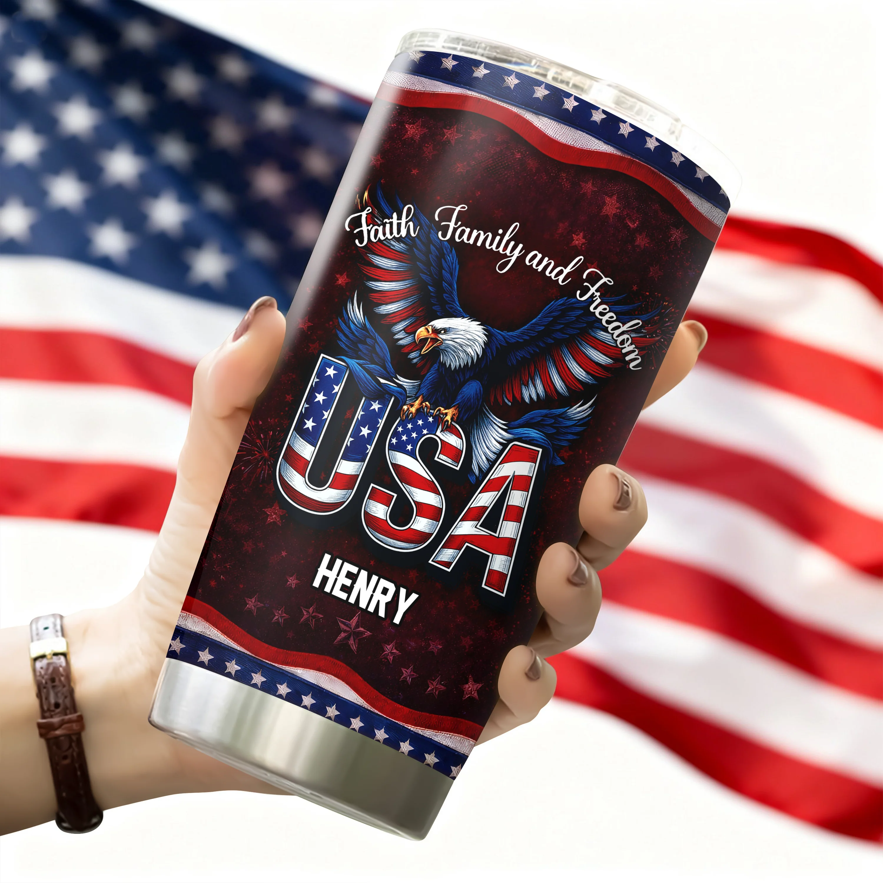 Custom Name Faith, Family & Freedom 250 Years Anniversary Fat Tumbler 1776–2026 CH07 910590 - Image 12
