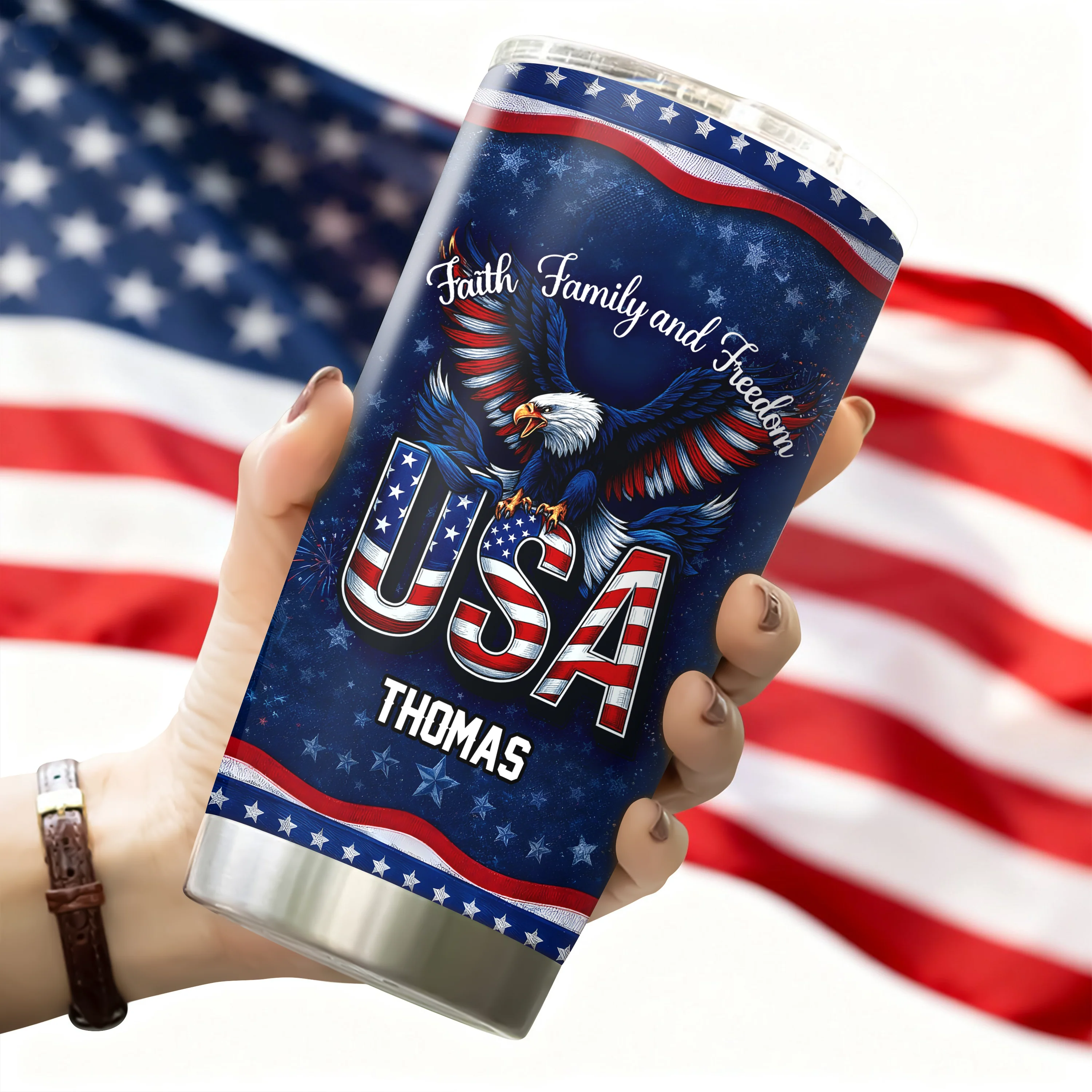 Custom Name Faith, Family & Freedom 250 Years Anniversary Fat Tumbler 1776–2026 CH07 910590 - Image 5