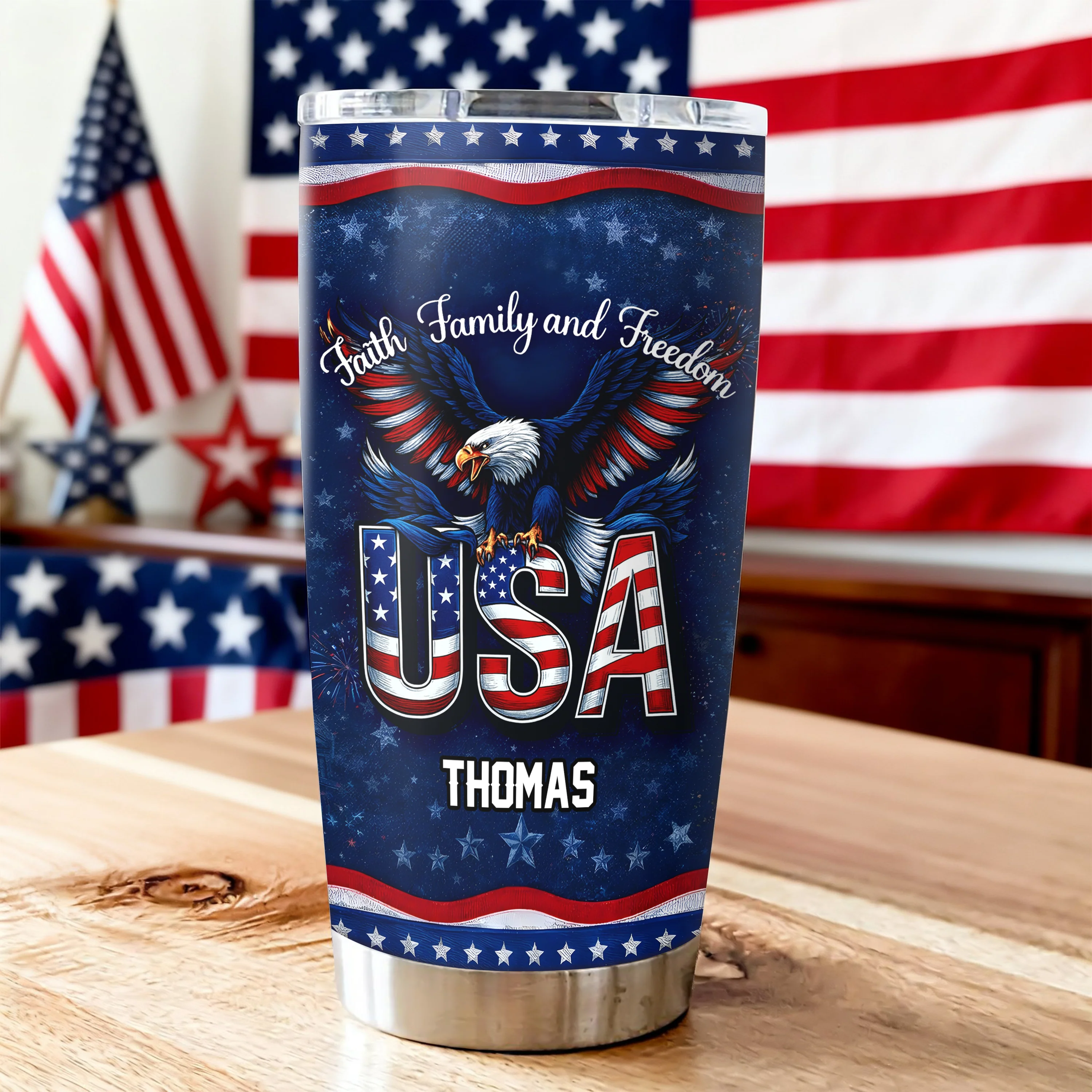 Custom Name Faith, Family & Freedom 250 Years Anniversary Fat Tumbler 1776–2026 CH07 910590 - Image 6