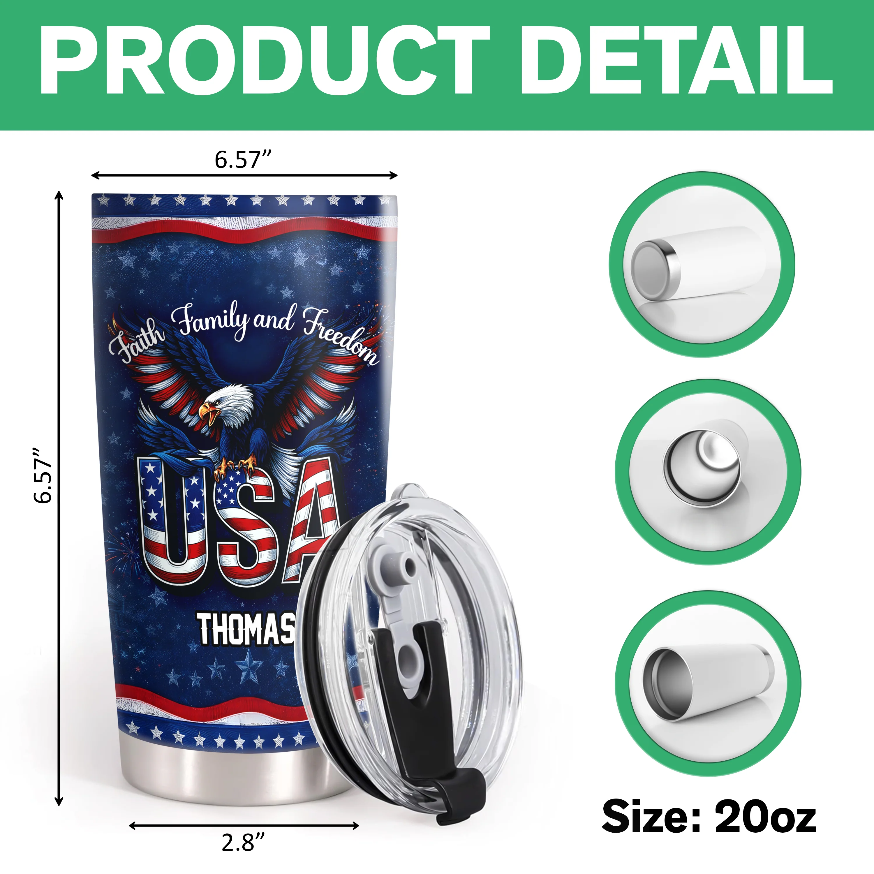 Custom Name Faith, Family & Freedom 250 Years Anniversary Fat Tumbler 1776–2026 CH07 910590 - Image 7