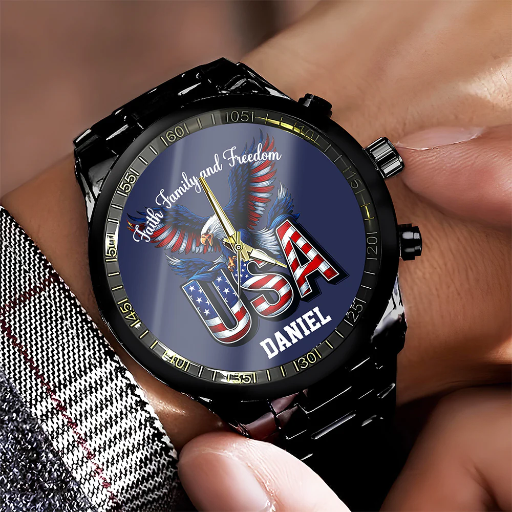 Custom Name Faith, Family & Freedom US 250 Years Men's Wrist Watch HO82 901644