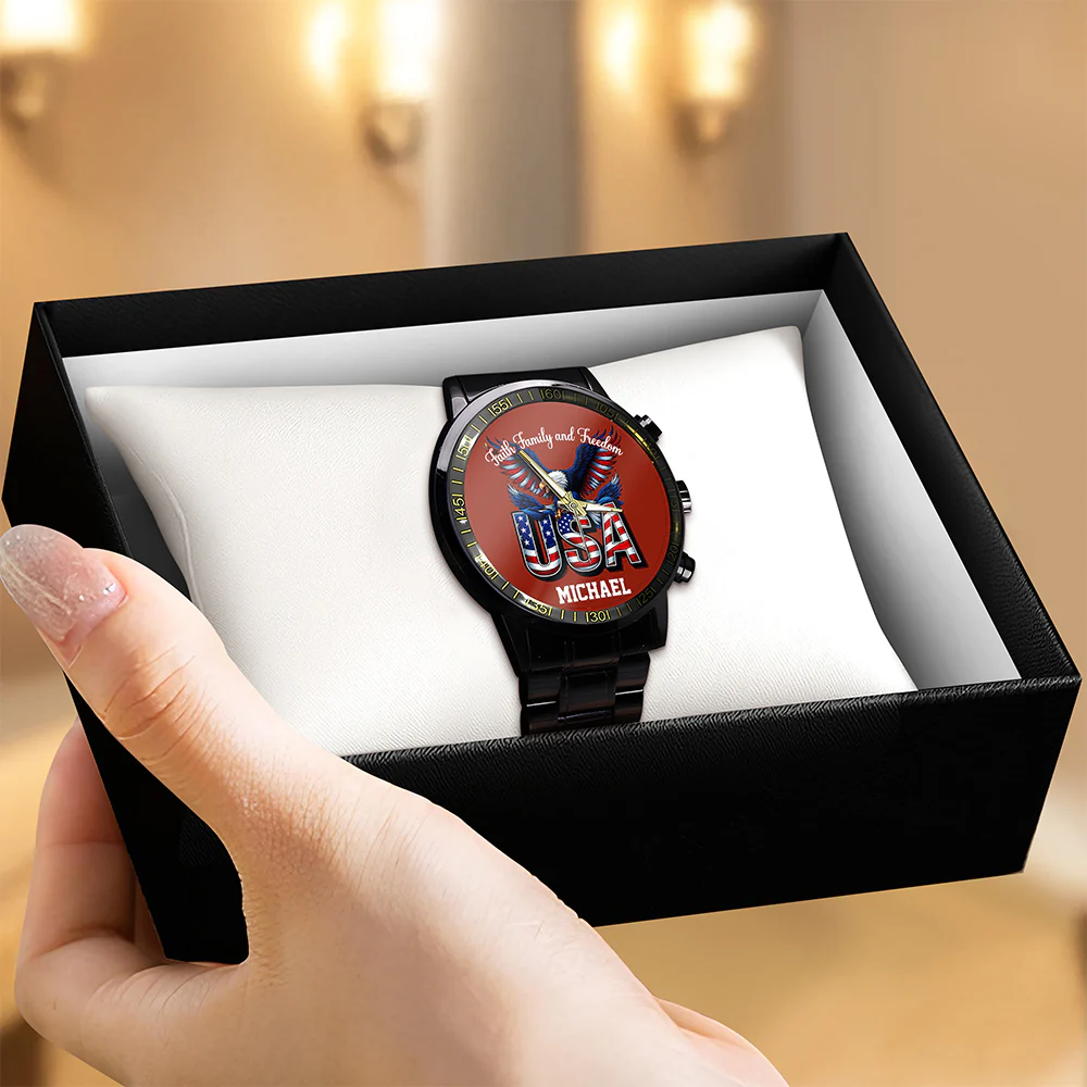 Custom Name Faith, Family & Freedom US 250 Years Men's Wrist Watch HO82 901644 - Image 2