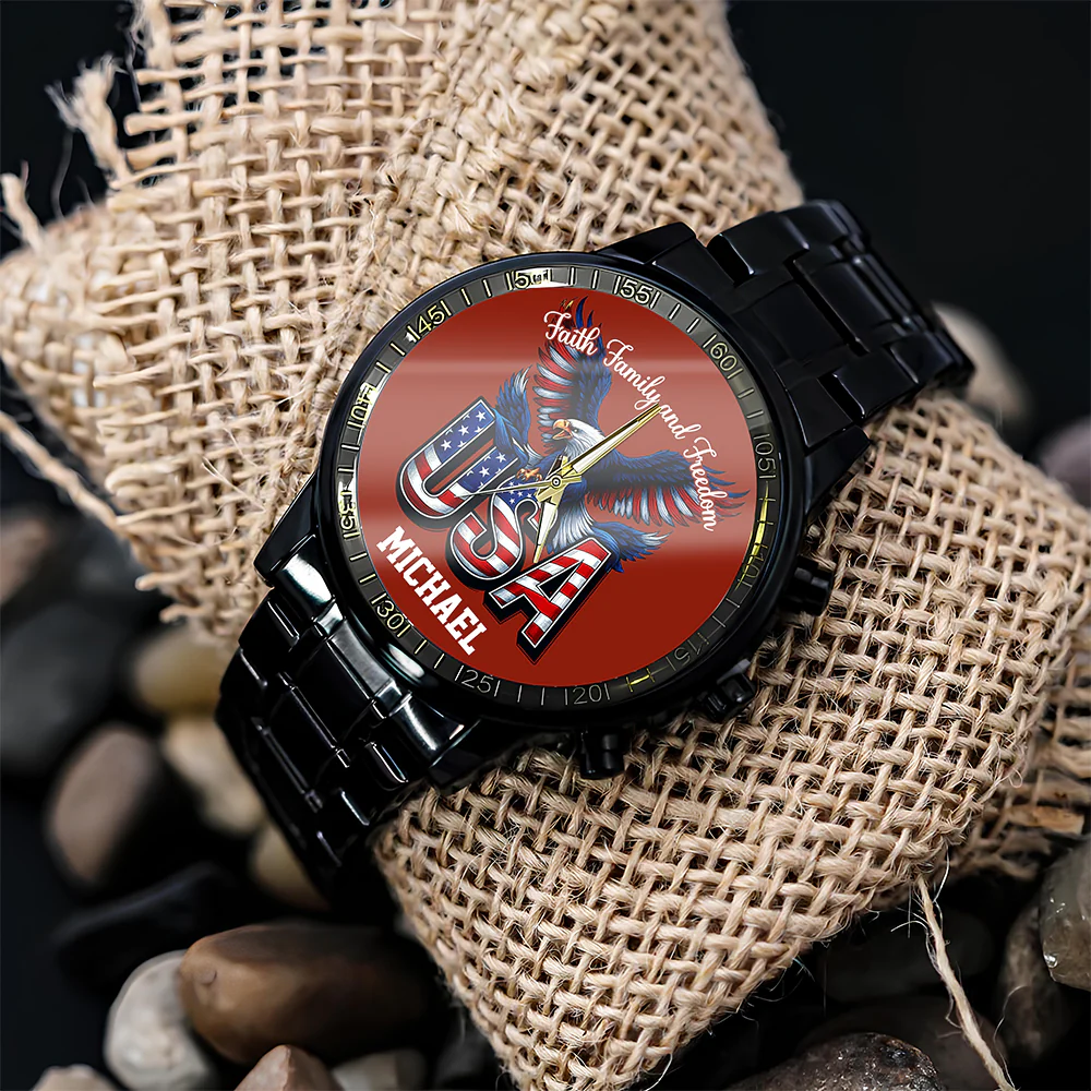 Custom Name Faith, Family & Freedom US 250 Years Men's Wrist Watch HO82 901644 - Image 3