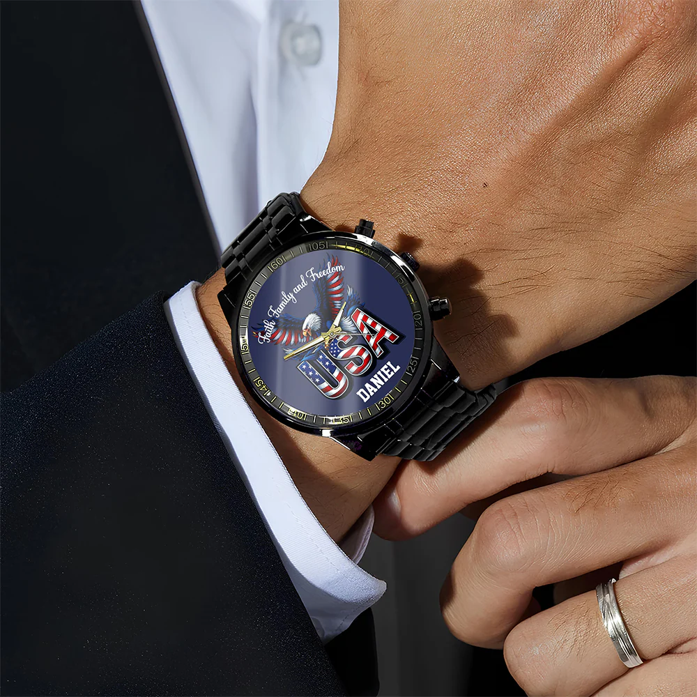Custom Name Faith, Family & Freedom US 250 Years Men's Wrist Watch HO82 901644 - Image 5