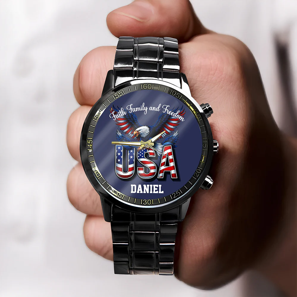 Custom Name Faith, Family & Freedom US 250 Years Men's Wrist Watch HO82 901644 - Image 6