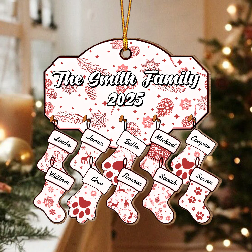 Custom Name Family With Pet - Personalized Wood Ornament LM32 895377 - Image 2