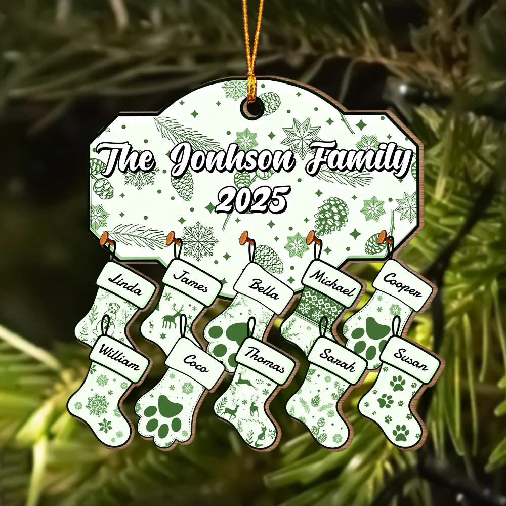 Custom Name Family With Pet - Personalized Wood Ornament LM32 895377 - Image 6