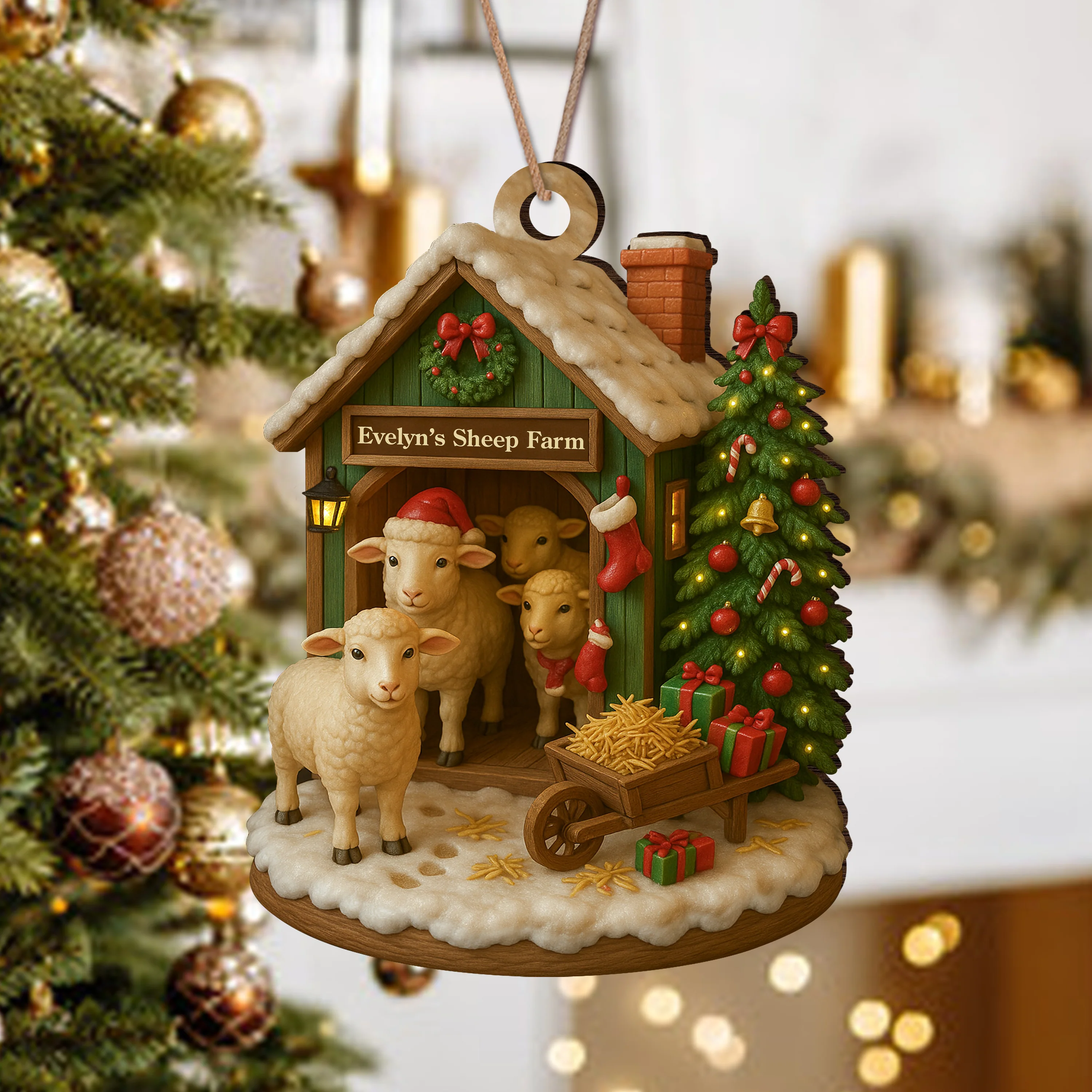 Custom Name Sheep Farm Wood Ornament – Christmas Gifts for Women & Men LM32 895617 - Image 4