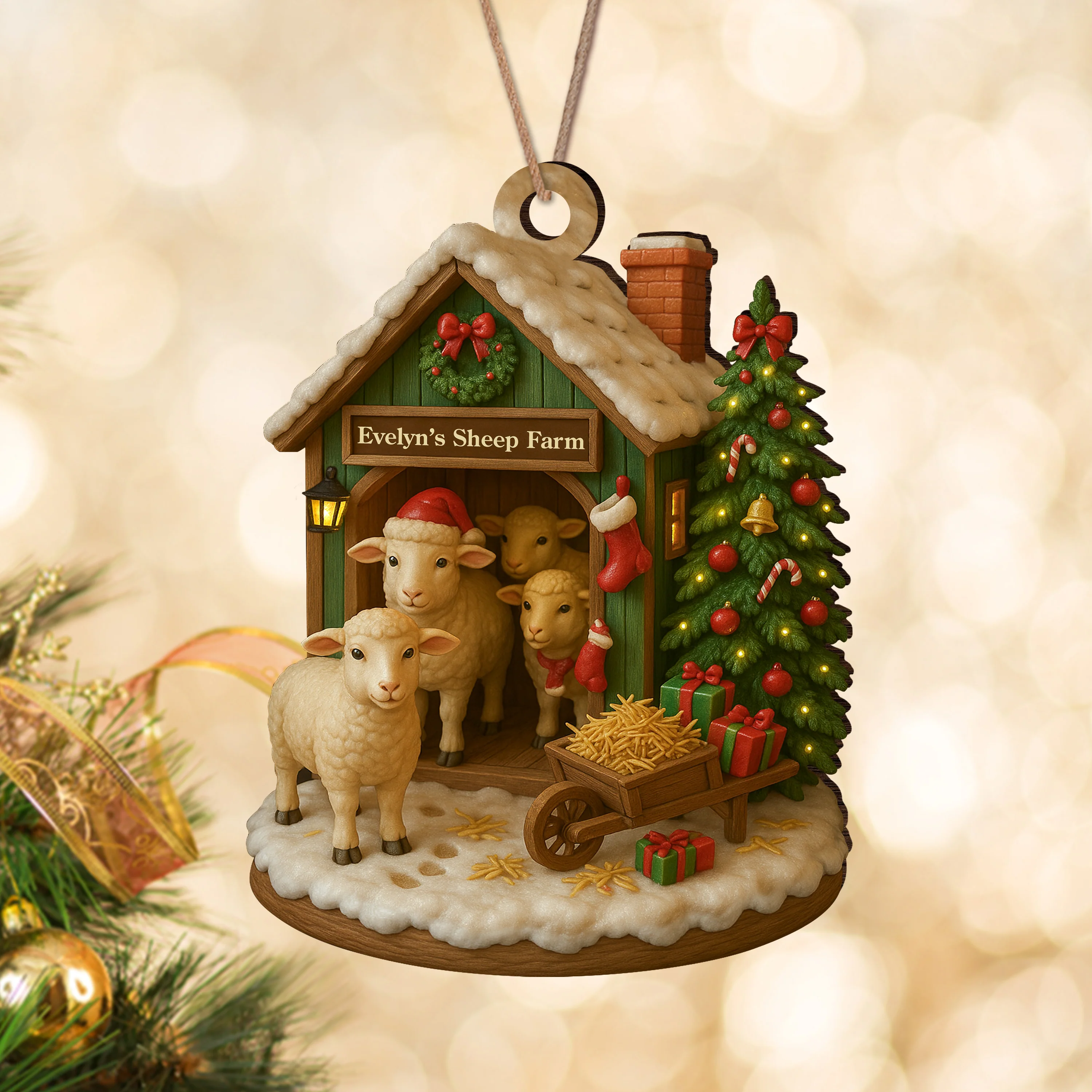 Custom Name Sheep Farm Wood Ornament – Christmas Gifts for Women & Men LM32 895617 - Image 5