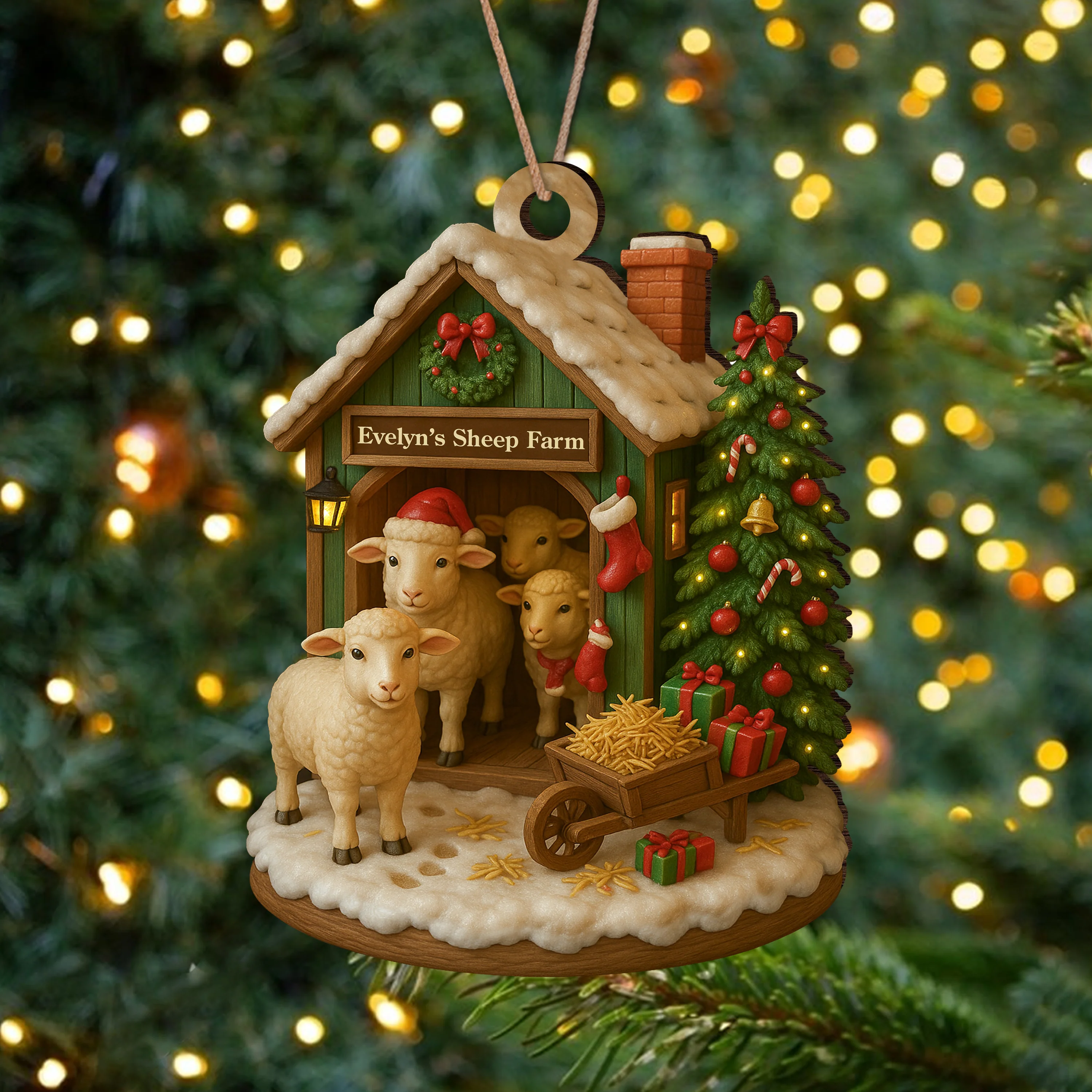 Custom Name Sheep Farm Wood Ornament – Christmas Gifts for Women & Men LM32 895617 - Image 6