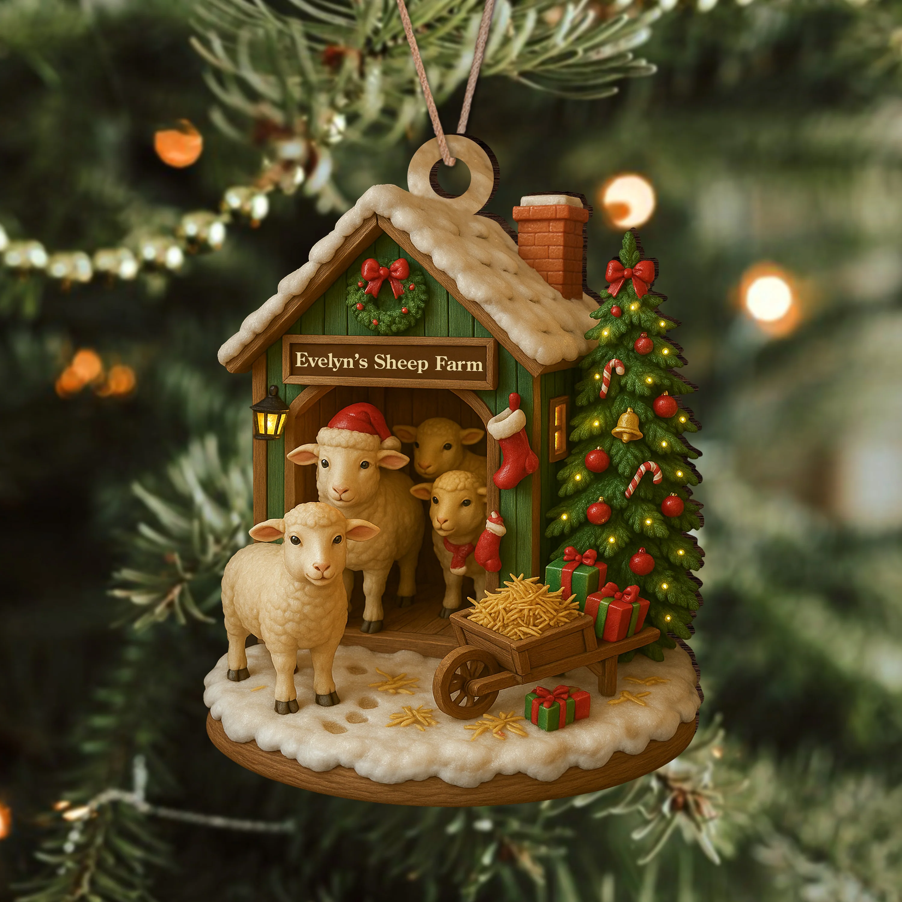 Custom Name Sheep Farm Wood Ornament – Christmas Gifts for Women & Men LM32 895617 - Image 7