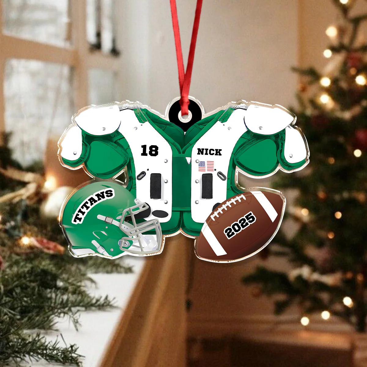 Custom Name Football American Christmas Personalized  Acrylic Ornament HA75 897664 - Image 4