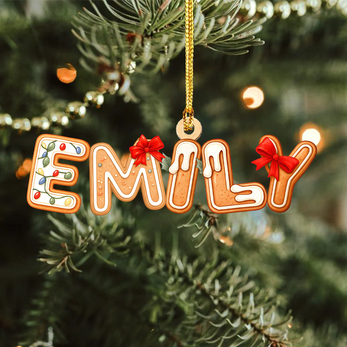 Custom Name Gingerbread Alphabet Personalized Acrylic Ornament HA75 898354 - Image 3