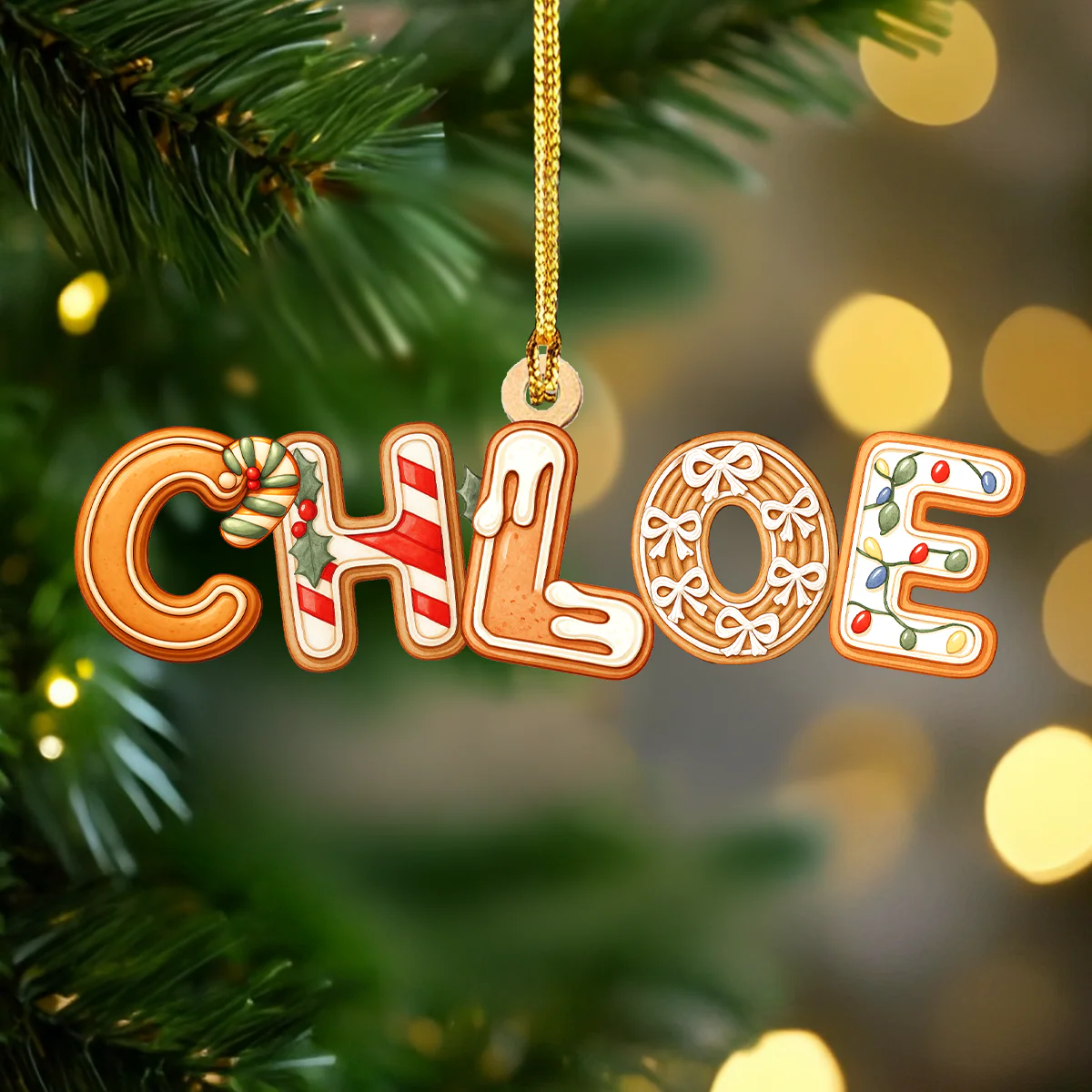 Custom Name Gingerbread Alphabet Personalized Acrylic Ornament HA75 898354 - Image 4