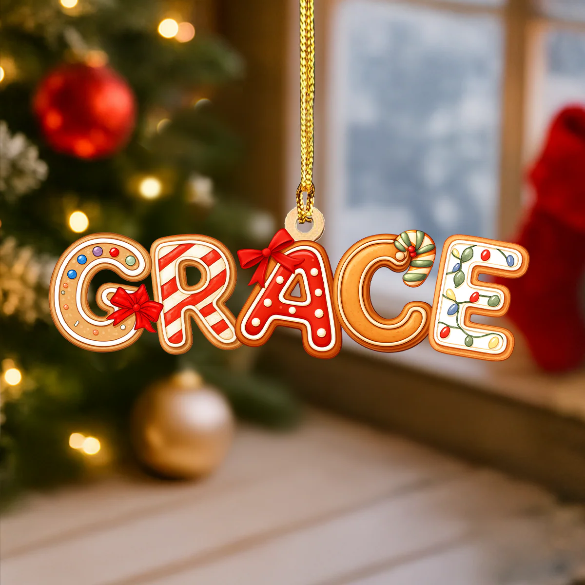 Custom Name Gingerbread Alphabet Personalized Acrylic Ornament HA75 898354 - Image 5