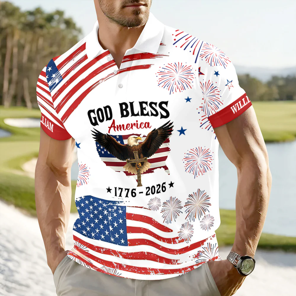 Custom Name God Bless America 1776-2026 Polo Shirt TH10 169273 - Image 4